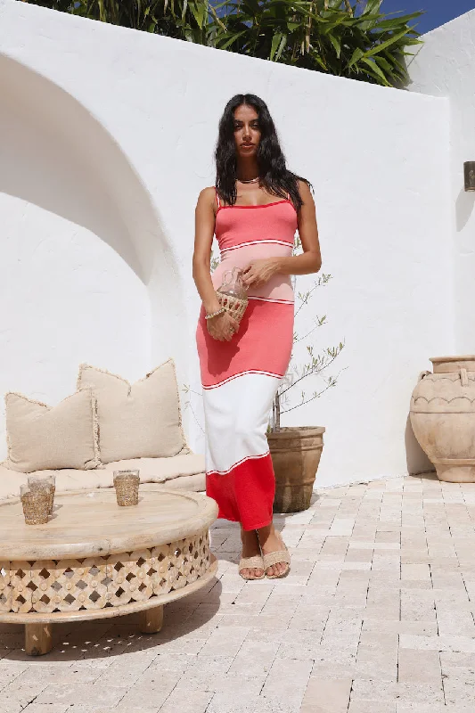 Strawberry Sorbet Maxi Dress Pink Trendy Floral Print Maxi Dress