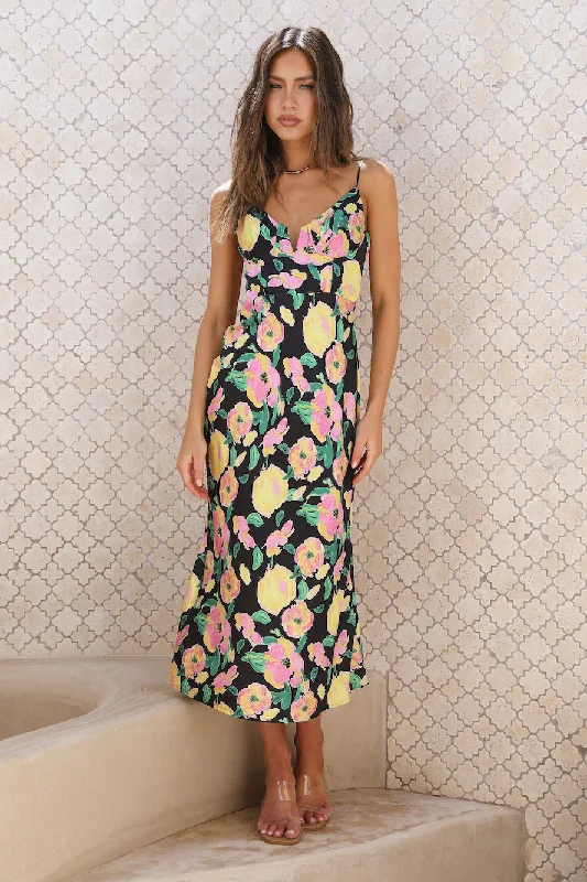 Summer Aurora Maxi Dress Black Stylish Boho Chic Maxi Dress