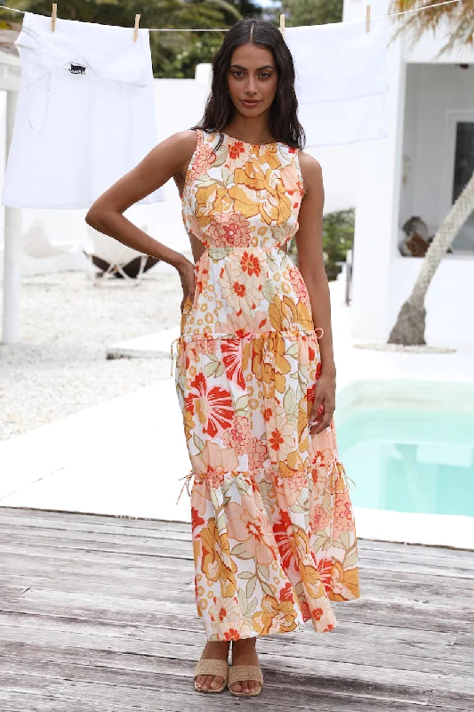 Summer Sweetheart Maxi Dress Orange Elegant Tiered Maxi Dress