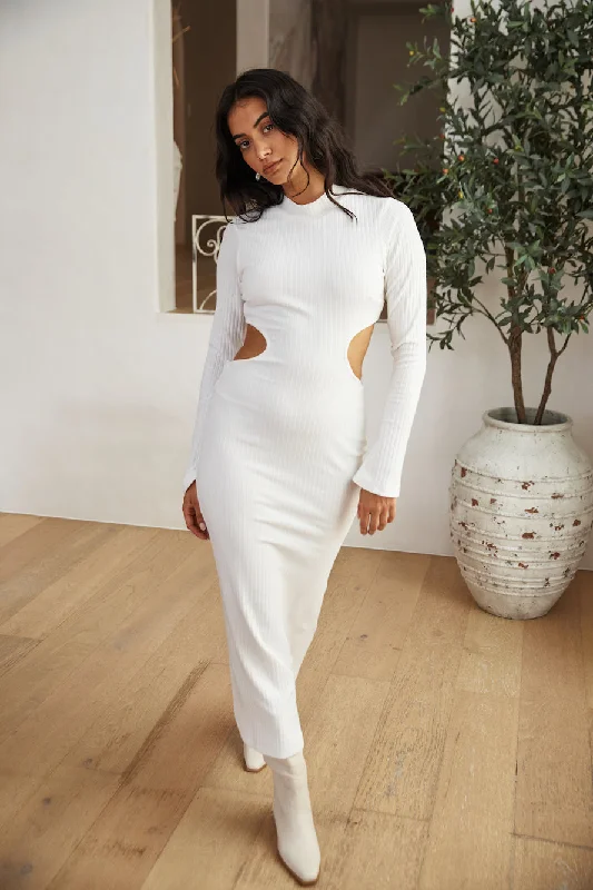 Sun-kissed Feeling Maxi Dress White Cozy Ruffle Sleeve Maxi Dress