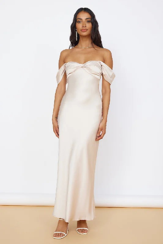 Sunny Reflections Maxi Dress Champagne Fashionable Halter Neck Maxi Dress