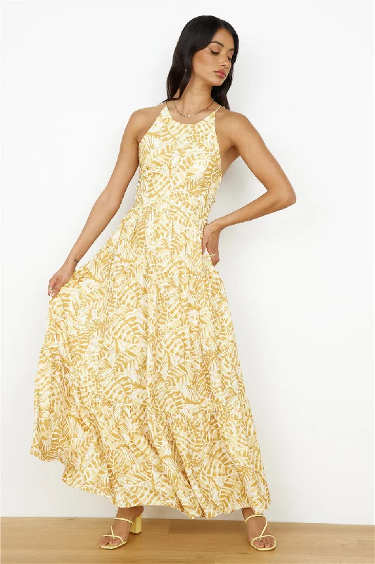 Take You Home Maxi Dress Yellow Fashionable Off-Shoulder Maxi Dress