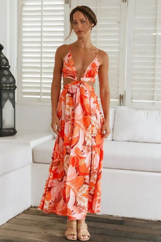 Through The Gardens Maxi Dress Red Elegant Sleeveless Maxi Dress