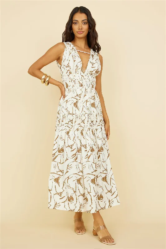 Through the Trees Maxi Dress White Fashionable High-Low Maxi Dress