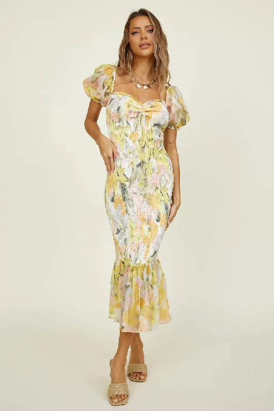 Truth Be Told Maxi Dress Yellow Comfortable Maxi Dress with Sleeves