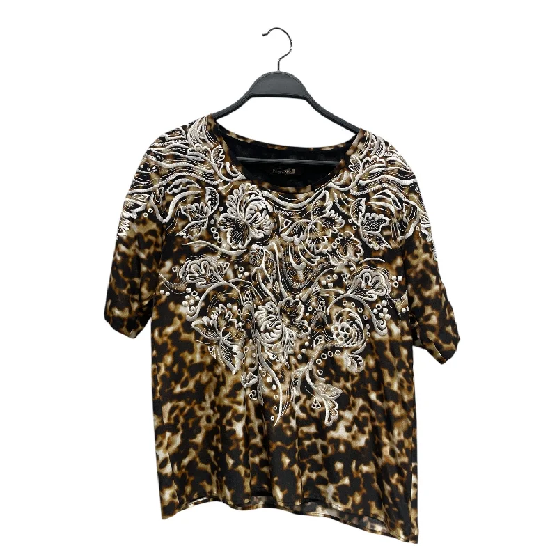 roberto cavalli/T-Shirt/38/Animal Pattern/Silk/BRW/ Zippered Front Buttoned Front Snap Front roberto cavalli/T-Shirt/38/Animal Pattern/Silk/BRW/ Zippered Front Buttoned Front Snap Front