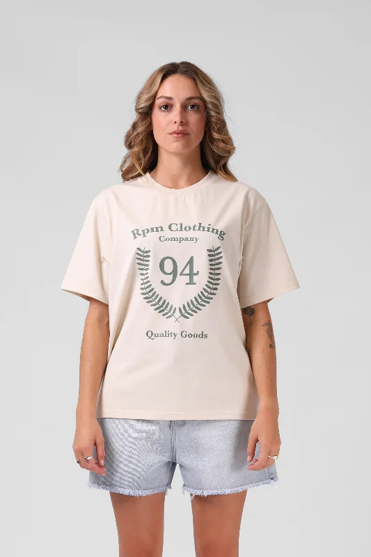 94 Crest Tee - Vintage Cream Zippered Front Buttoned Front Snap Front