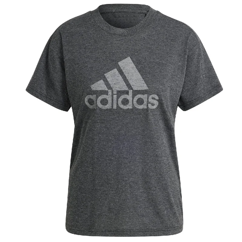 adidas Winners 3.0 Short Sleeve Tee - Womens - Black Metallic/Grey Real Fur Shearling Chenille