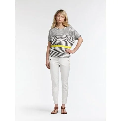 BALLOON T-SHIRT WITH STRIPES Notch Collar Peter Pan Collar Cowl Neck
