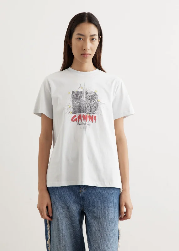 Basic Jersey Kittens Relaxed T-Shirt Mesh Fabric Canvas Fabric Denim Fabric