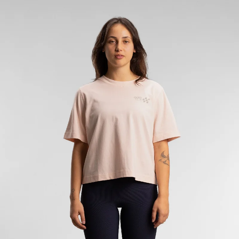 Checkered Relaxed Tee Women's NUDE Jersey Fabric Tulle Fabric Batik Fabric
