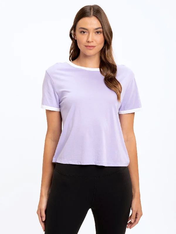 Clea Crop Ringer Tee Terry Blend Velvet Blend Canvas Blend