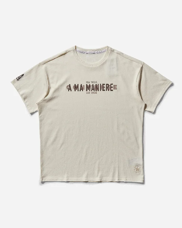 Men's A Ma Maniére Gold Standard T-Shirt Egret Solid Print Embellished