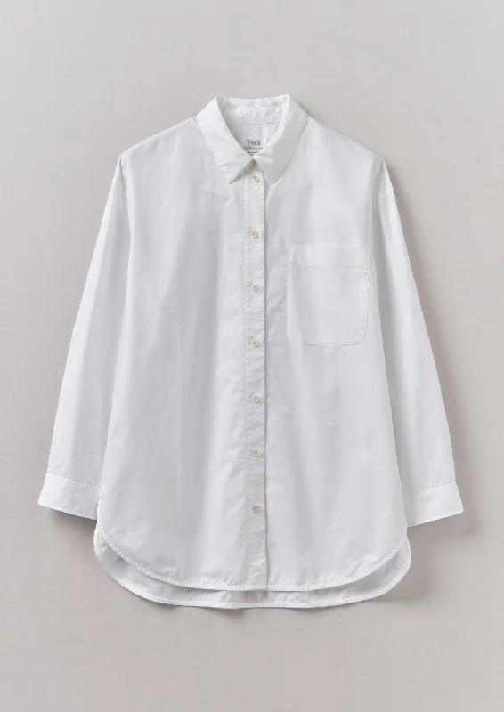 Cotton Oxford Oversized Long Shirt | White Anti-Pilling Machine Wash Handmade