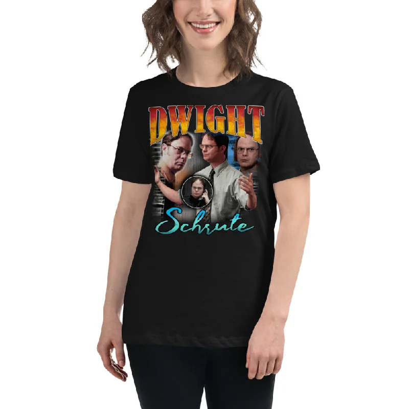 Dwight Schrute Vintage Women's Relaxed T-Shirt Mesh Blend Leather Blend Suede Blend