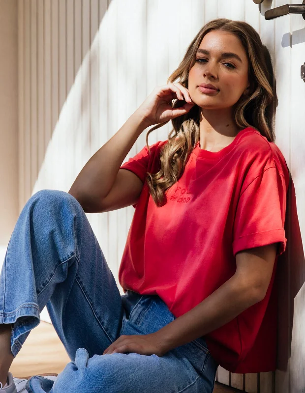Foxwood Huntleigh Oversized Tee - Cayenne Chenille Blend Fleece Blend Nylon Blend