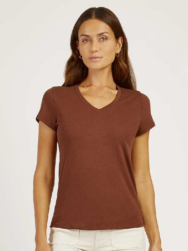 Fitted V-Neck Marcy Tee Rayon Velvet Corduroy