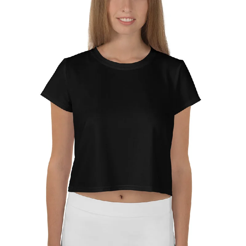 GG - Women's Crop Tee - Black Silk Blend Satin Velvet