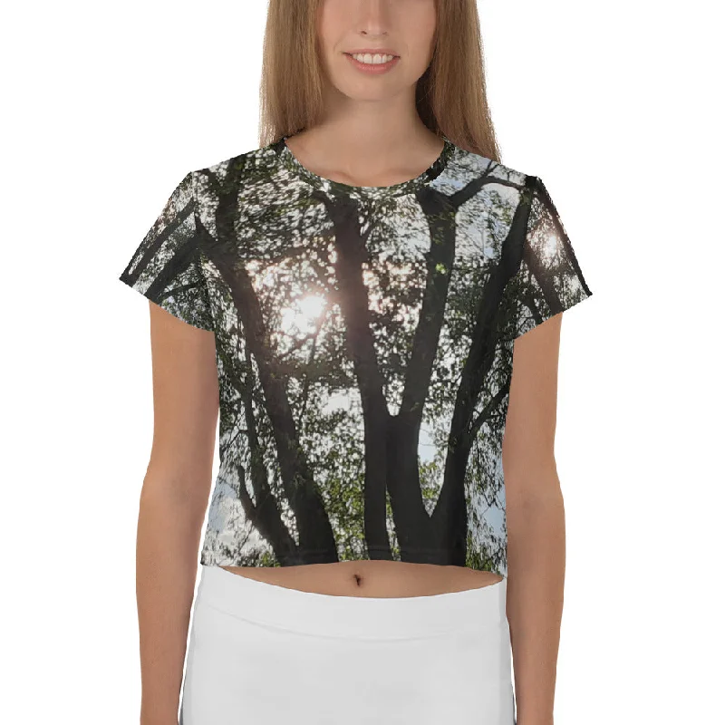 GG - Women's Crop Tee - Trees & Sun Mesh Canvas Denim