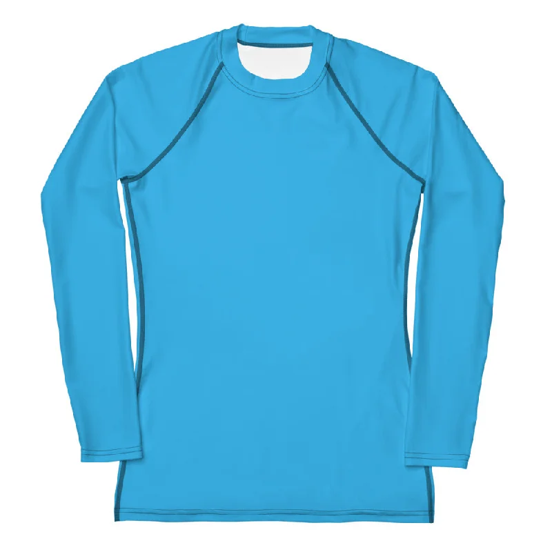 GG - Women's LS T-Shirt with Rash Guard - Deep Sky Blue Zippered Front Buttoned Front Snap Front GG - Women's LS T-Shirt with Rash Guard - Deep Sky Blue Zippered Front Buttoned Front Snap Front