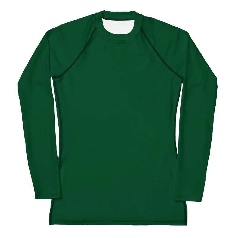GG - Women's LS T-Shirt with Rash Guard - Forest Green Seamless Knitted Crochet