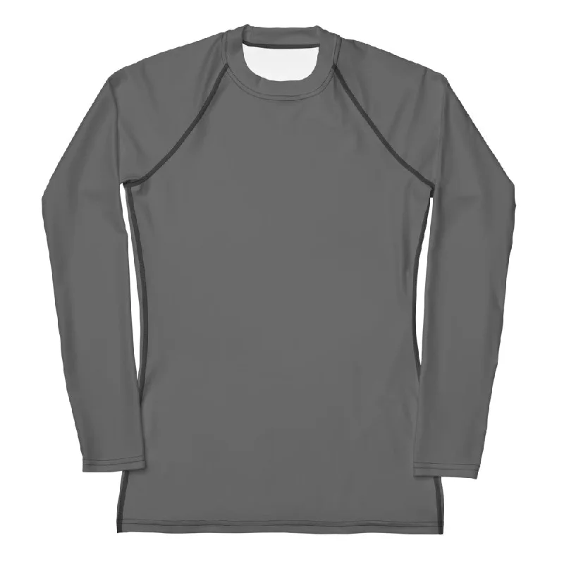 GG - Women's LS T-Shirt with Rash Guard - Grey Satin Blend Silk Blend Wool Blend