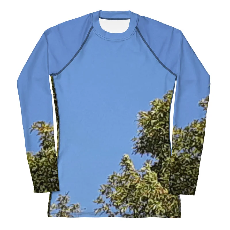 GG - Women's LS T-Shirt with Rash Guard - Trees & Blue Sky Solid Color Striped Floral