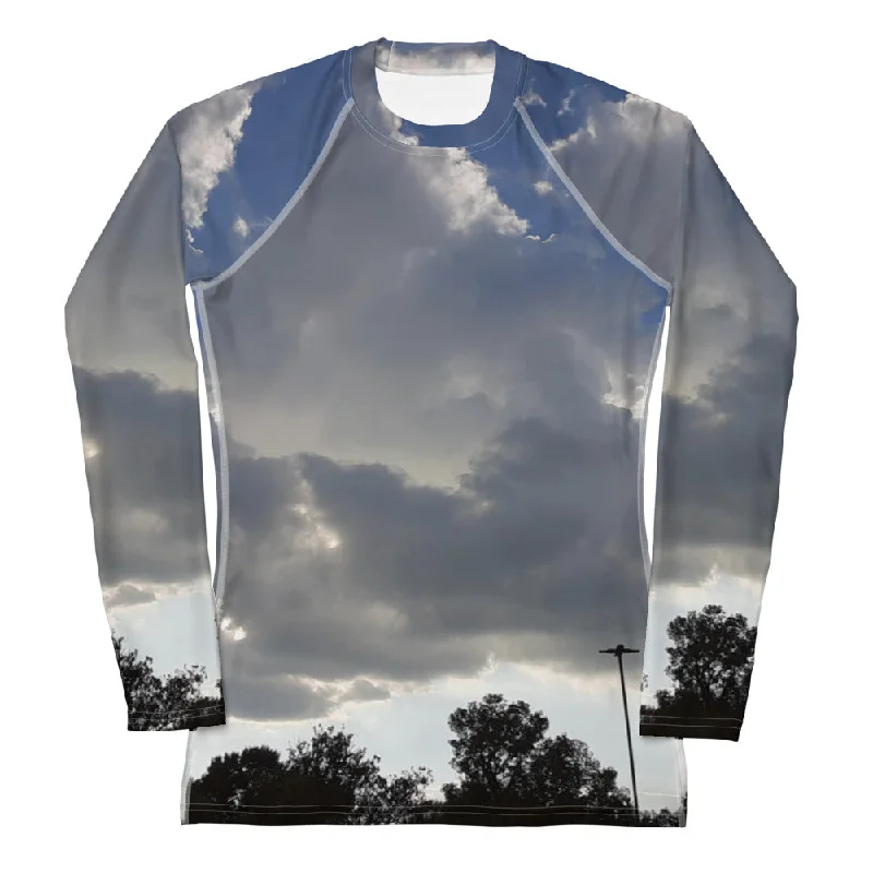 GG - Women's LS T-Shirt with Rash Guard - Trees & Clouds Solid Print Embellished