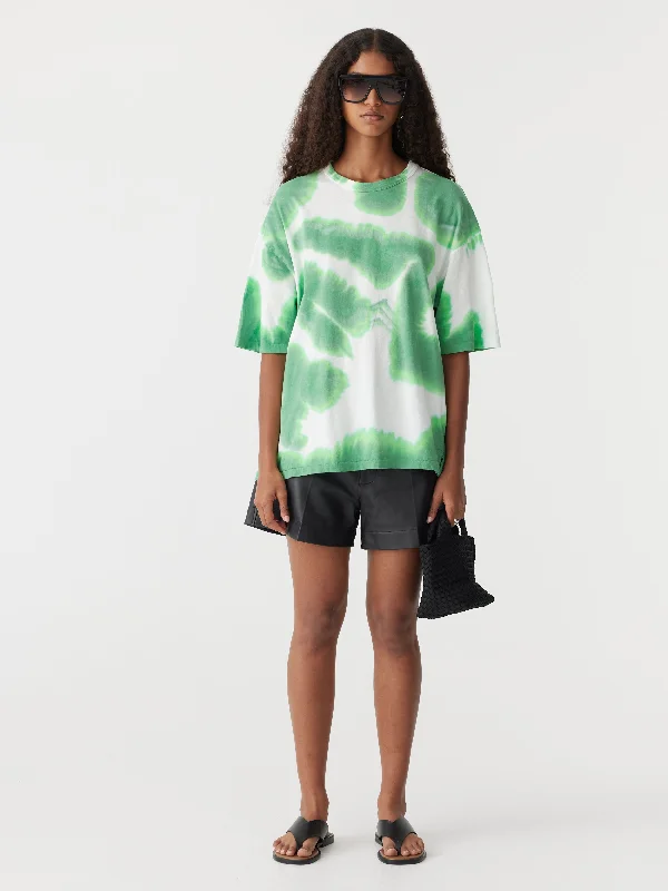 green burst boxy short sleeve t.shirt Satin Fabric Silk Fabric Chiffon Fabric