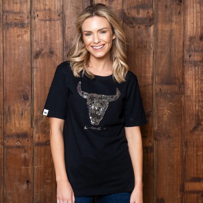 Glitzy Skull Regular Crew Tee Mamba Nylon Fabric Polyester Fabric Spandex Fabric