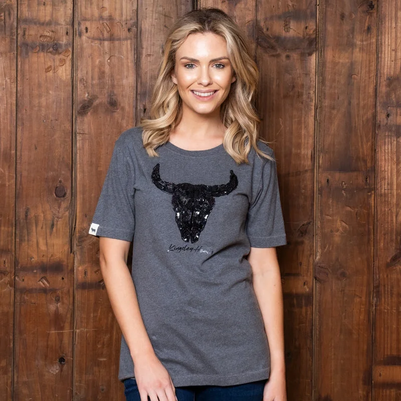 Glitzy Skull Regular Crew Tee Jackal Thin T-Shirt Open Front Quick Dry