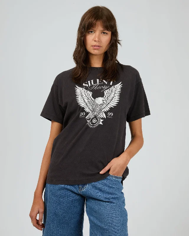 Limitless Tee Washed Black Graphic T-Shirt Round Neck Polyester