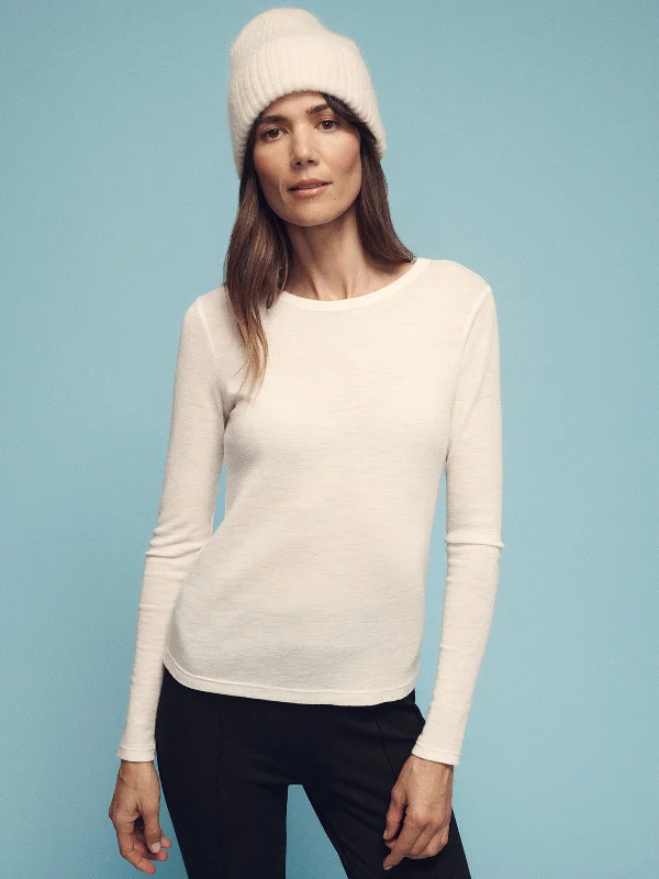 Long Sleeve Wool Perfect Tee Chalk Fleece Nylon Spandex