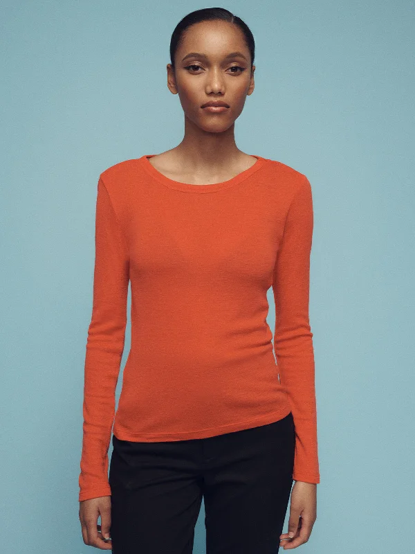 Long Sleeve Wool Perfect Tee Ski Orange Lace Blend Ribbed Blend Corduroy Blend