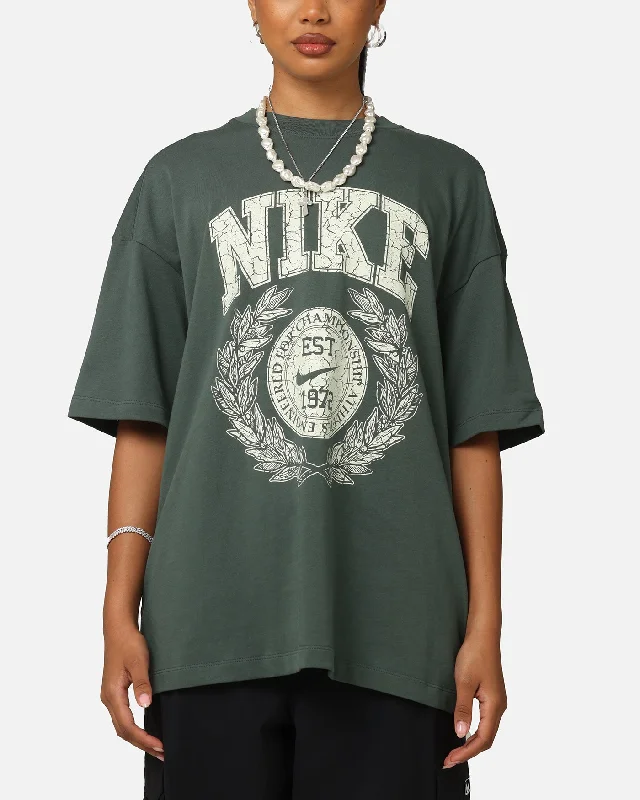 Nike Women's Sportswear Essential Oversized T-Shirt Vintage Green/Sail Mesh Fabric Canvas Fabric Denim Fabric
