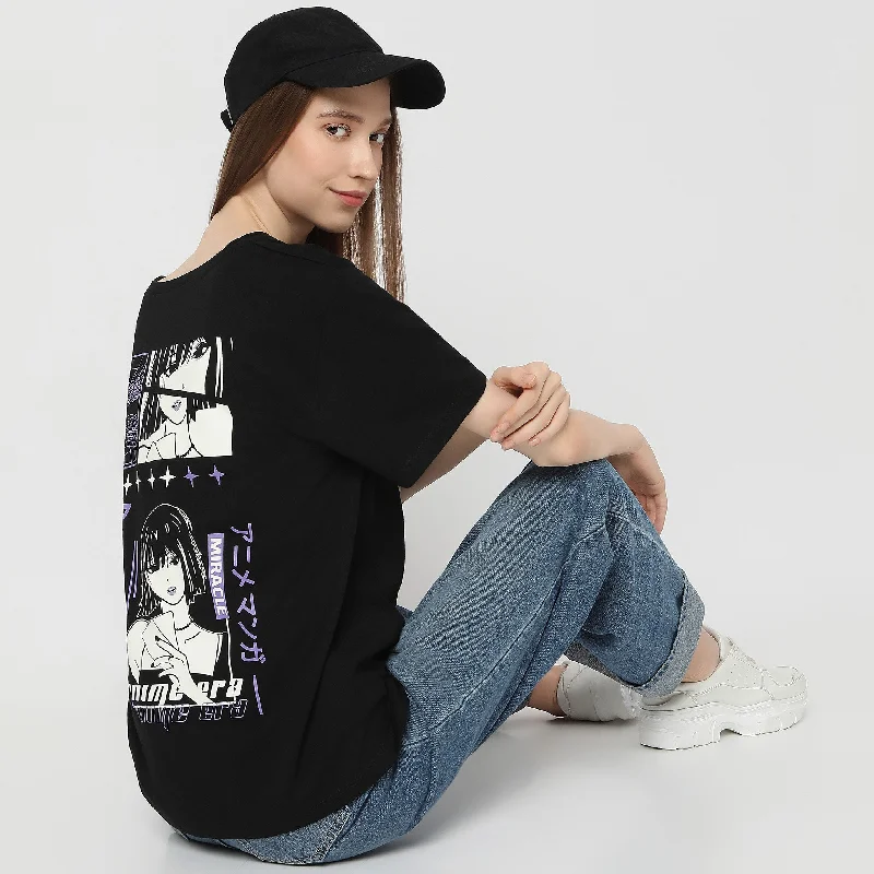 Oversize Printed T-Shirt Front Pockets Side Pockets Patch Pockets