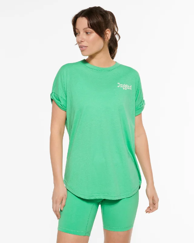 PALM CUFFED SLEEVE TEE JADE Spandex Blend Rayon Blend Denim Blend