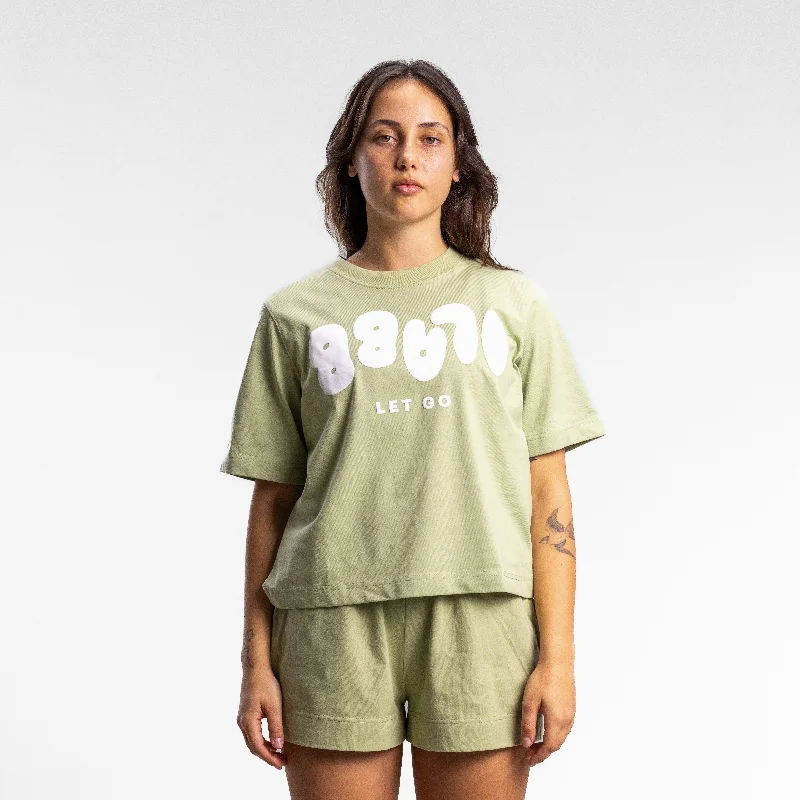 Puff It Relaxed Tee Women's Sage Chenille Brocade Lace