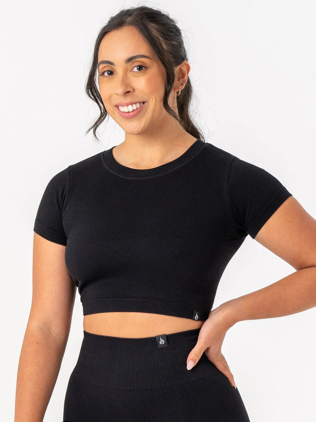 Ryderwear | Rib Seamless T-Shirt - Black Graphic Embroidered Appliqued