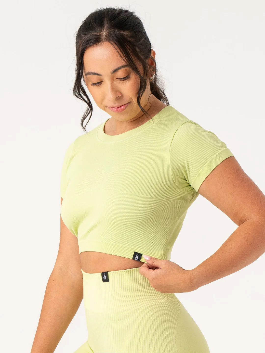 Ryderwear | Rib Seamless T-Shirt - Lime Striped Floral Plaid