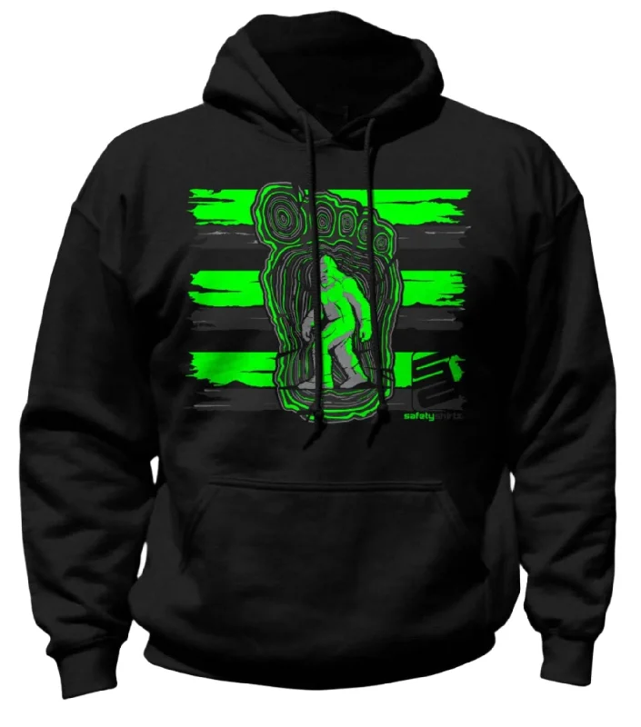 SafetyShirtz Bigfoot Graphic Hi-Vis Safety Stripe Hoodie Print Jacquard Patchwork