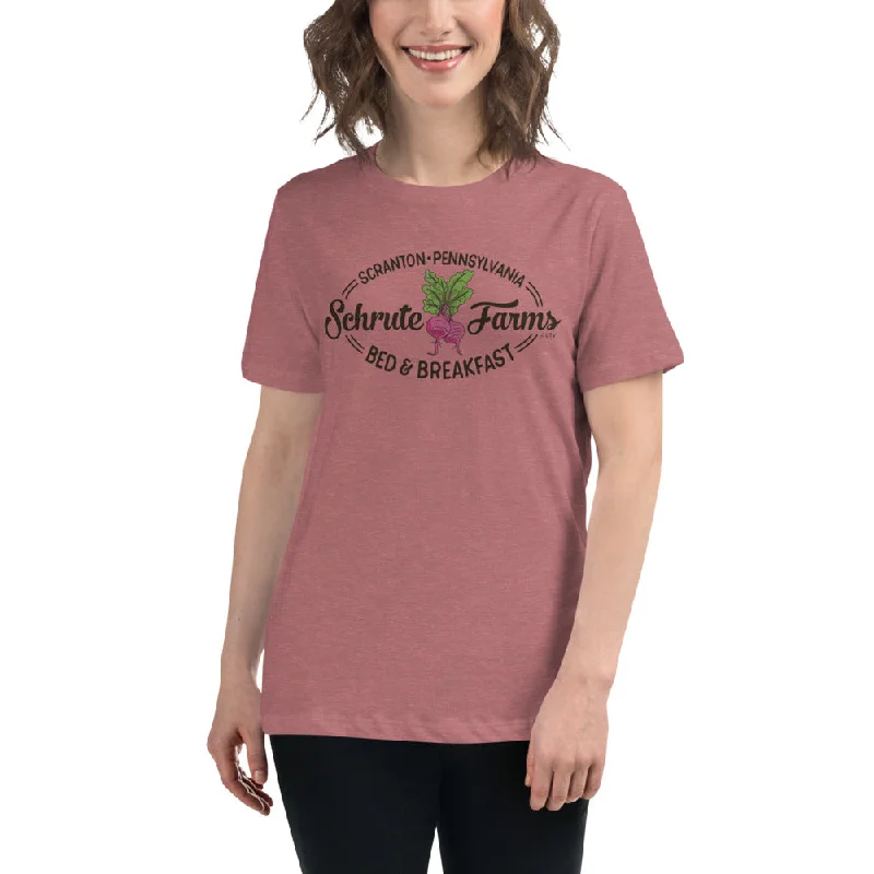 Schrute Farms Women's Relaxed T-Shirt Print Jacquard Patchwork