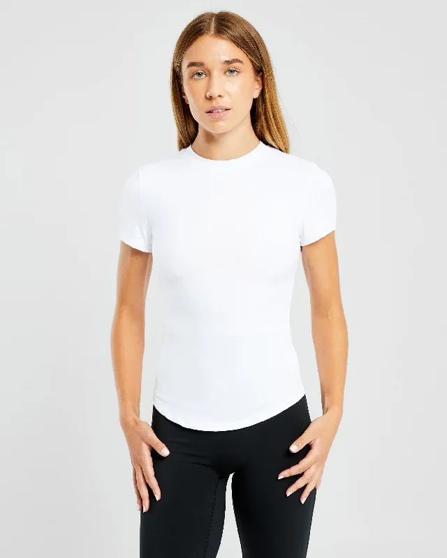 Sculpt T Shirt - White Real Fur Shearling Chenille