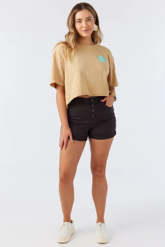SEA BEYOND CROP TEE Asymmetrical Pockets Print
