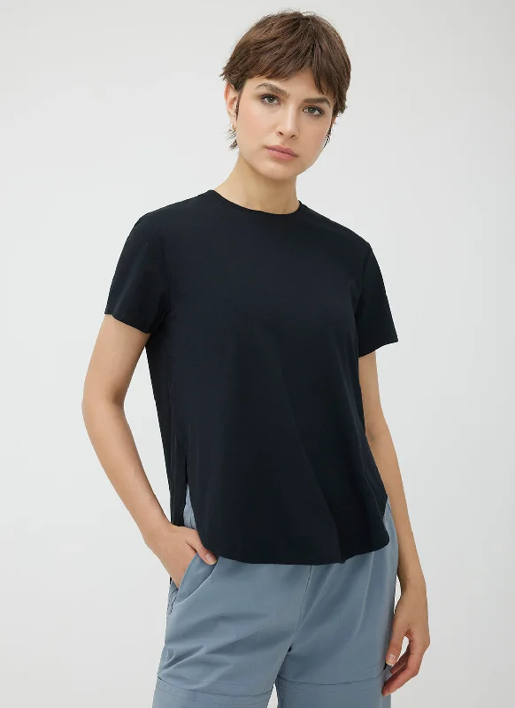 Soho Boxy Crew Neck Tee Mesh Fabric Canvas Fabric Denim Fabric