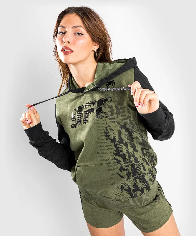 Sweatshirt à Capuche Femme UFC Venum Authentic Fight Week - Kaki Fitted T-Shirt Seamless Stretchy Sweatshirt à Capuche Femme UFC Venum Authentic Fight Week - Kaki Fitted T-Shirt Seamless Stretchy