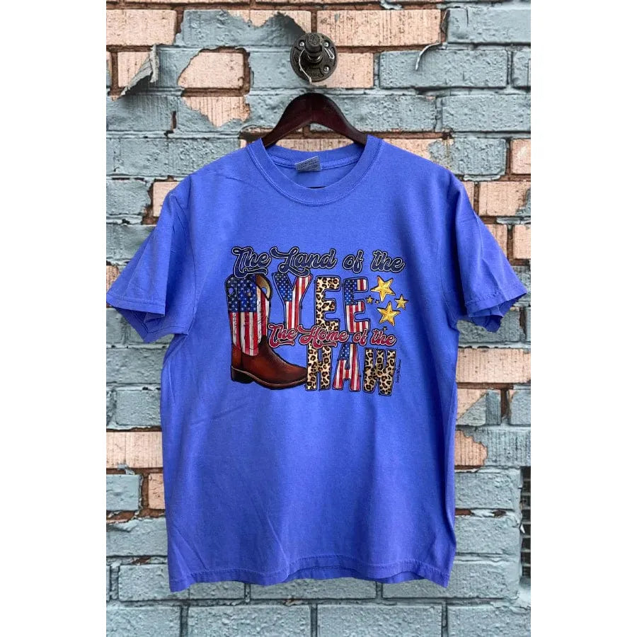 The Land of Free T-shirt Embroidered Appliqued Beaded