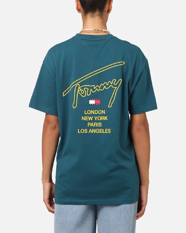 Tommy Jeans TJM City Twist T-Shirt Green Hooded Caped Shawl Collar