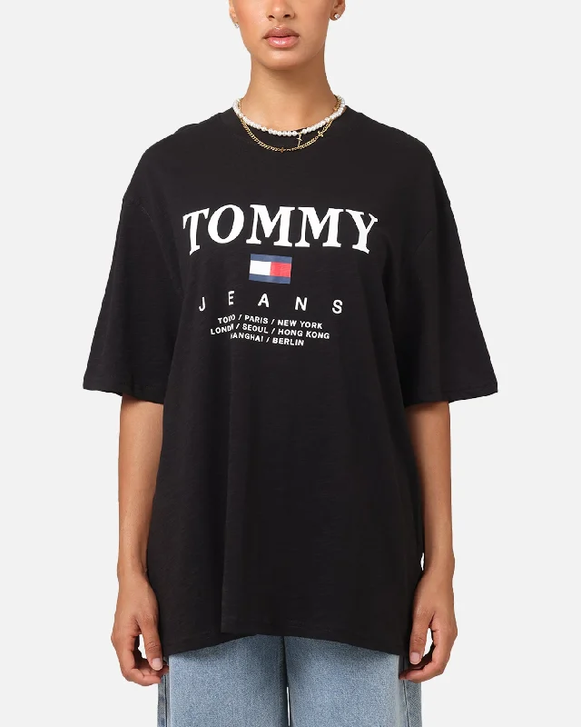 Tommy Jeans TJM Relax Twist T-Shirt Black Satin Fabric Silk Fabric Chiffon Fabric