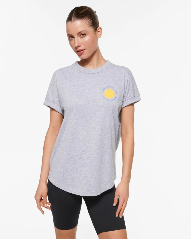 TORRENT DE PAREIS CUFFED SLEEVE TEE GREY V-Neck T-Shirt Long Sleeve Cotton